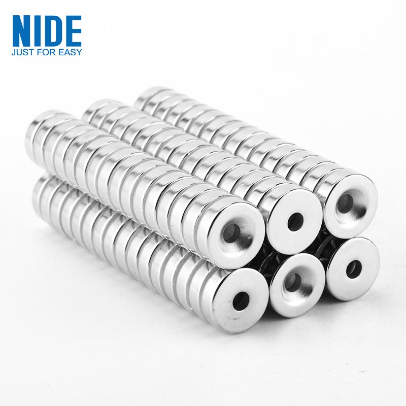 Round Neodymium sintered NdFeB Magnet Gyda Twll